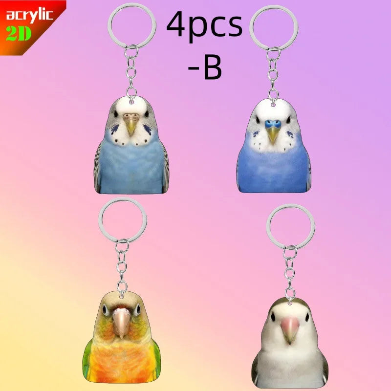 Flat Acrylic Parrot Keychain