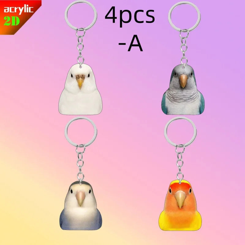 Flat Acrylic Parrot Keychain