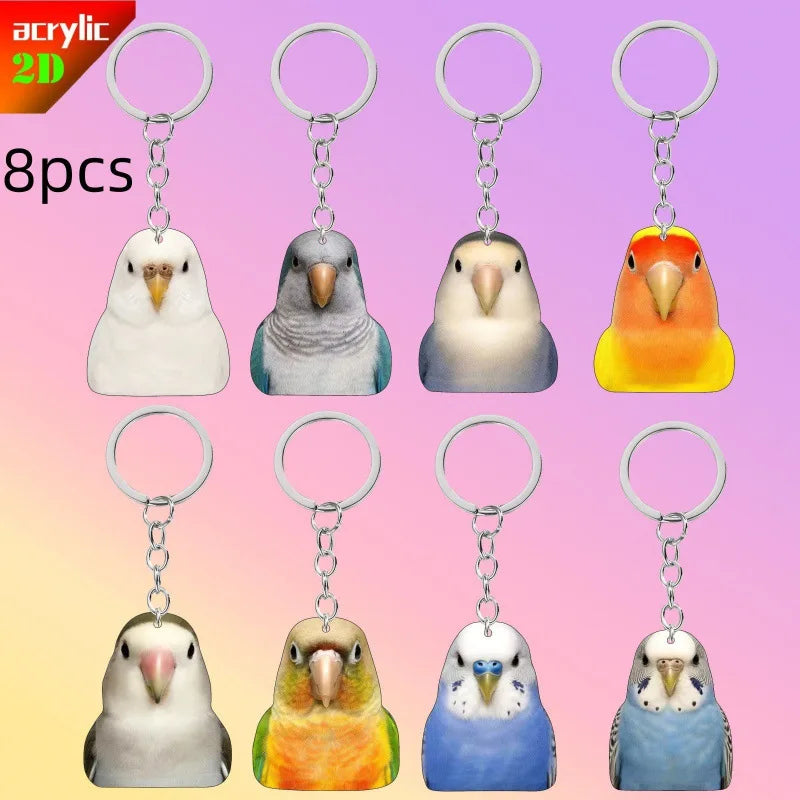 Flat Acrylic Parrot Keychain