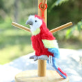 Mini guacamayo rojo de peluche de 12 cm con clip plástico, fotografía del proveedor